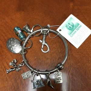 Charm key ring bracelet